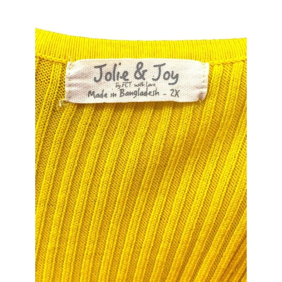 Jolie & Joy Women’s Knit Dress Yellow Size 2X Bright Artsy Summer‎ Vibe Sunshine - Picture 6 of 8